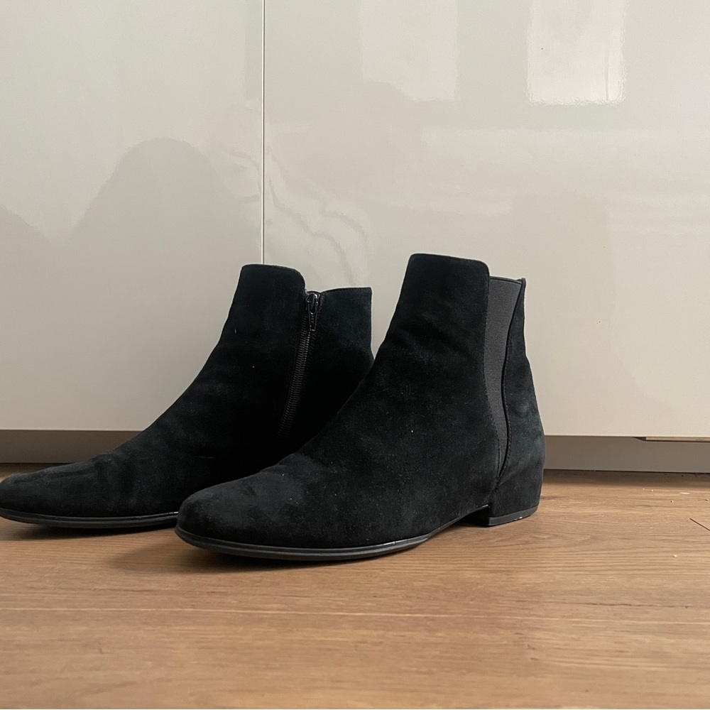Vaneli Black Suede Ankle Booties